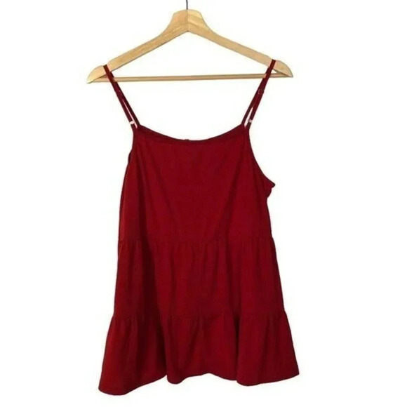 Boutique Red Lace Bust Tiered Tank Top M - Picture 3 of 3